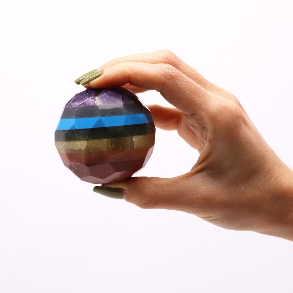 Gemstone Faceted Healing Ball & Stand - Seven Chakra - view 4