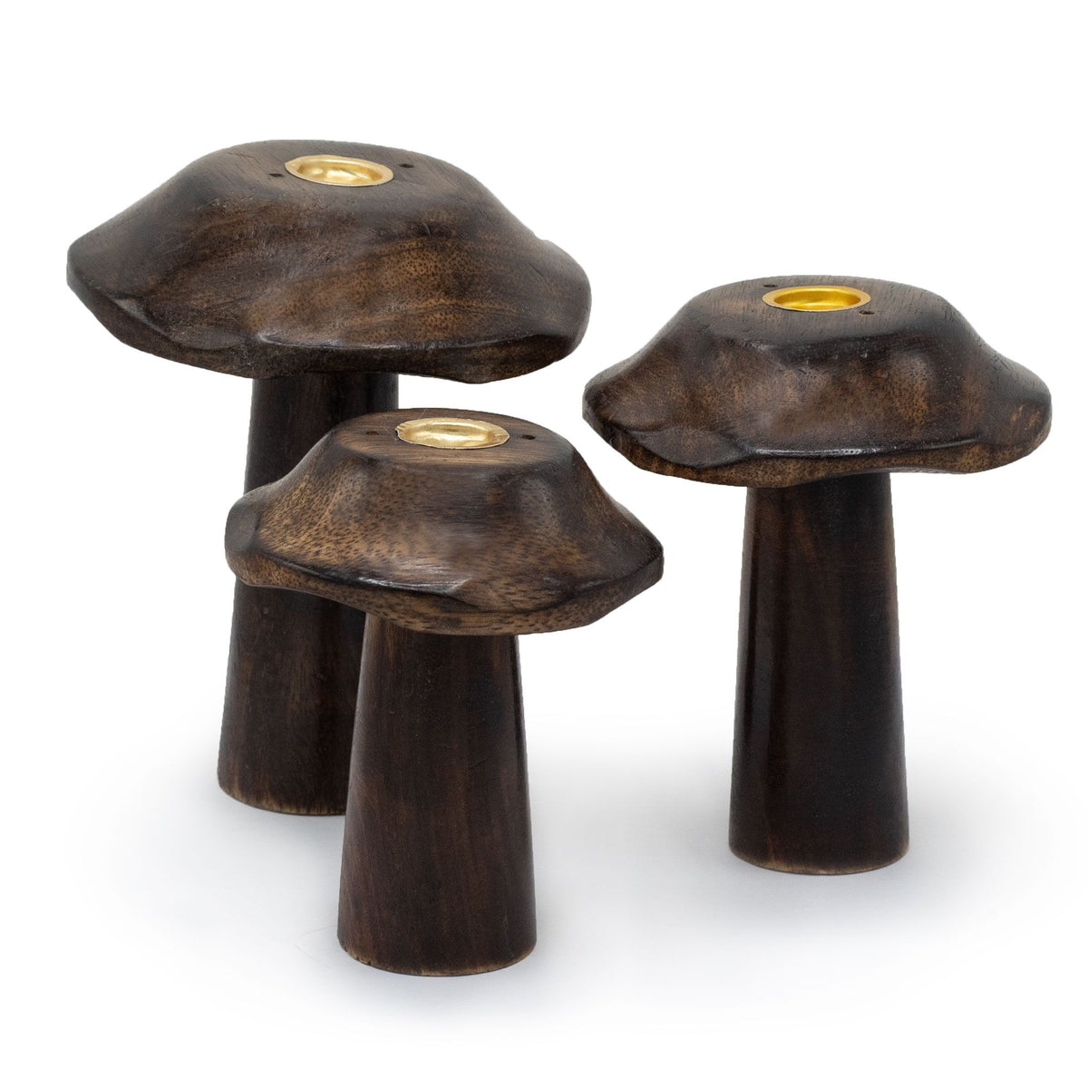 Set of 3 Incense Cone Mushrooms - Mango Wood