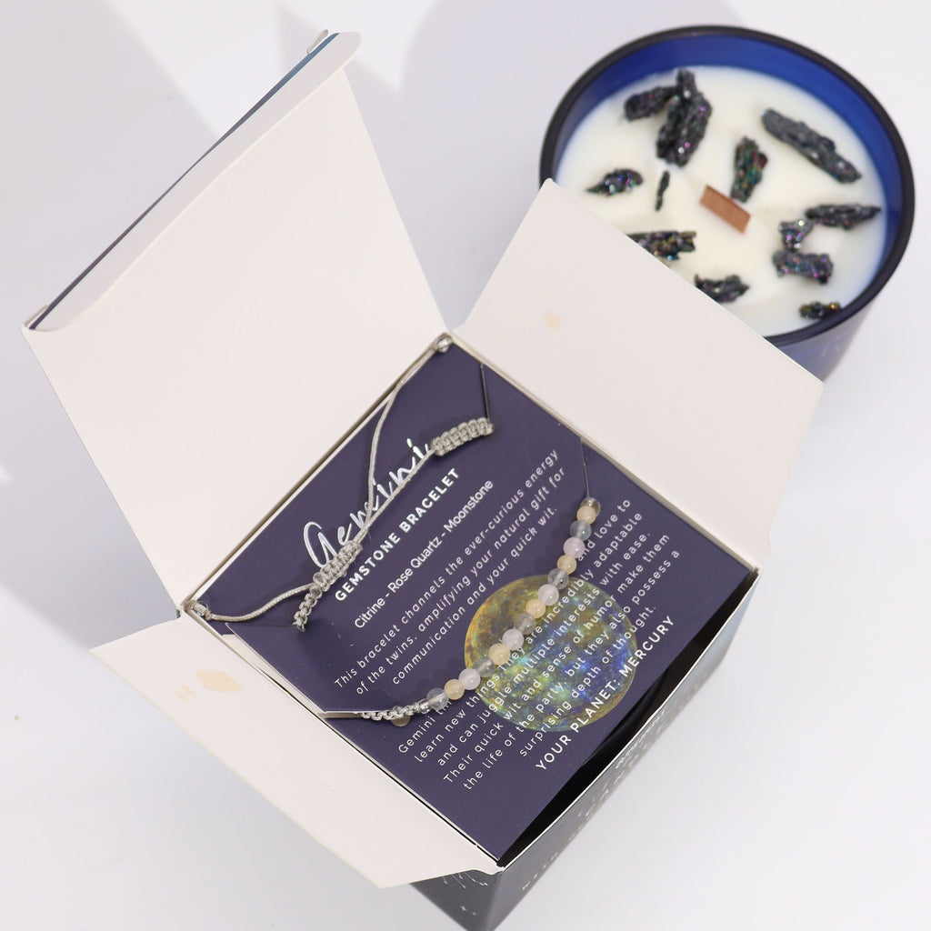 Zodiac Crystal Candle with Gemstone Bracelet - Gemini - view 3