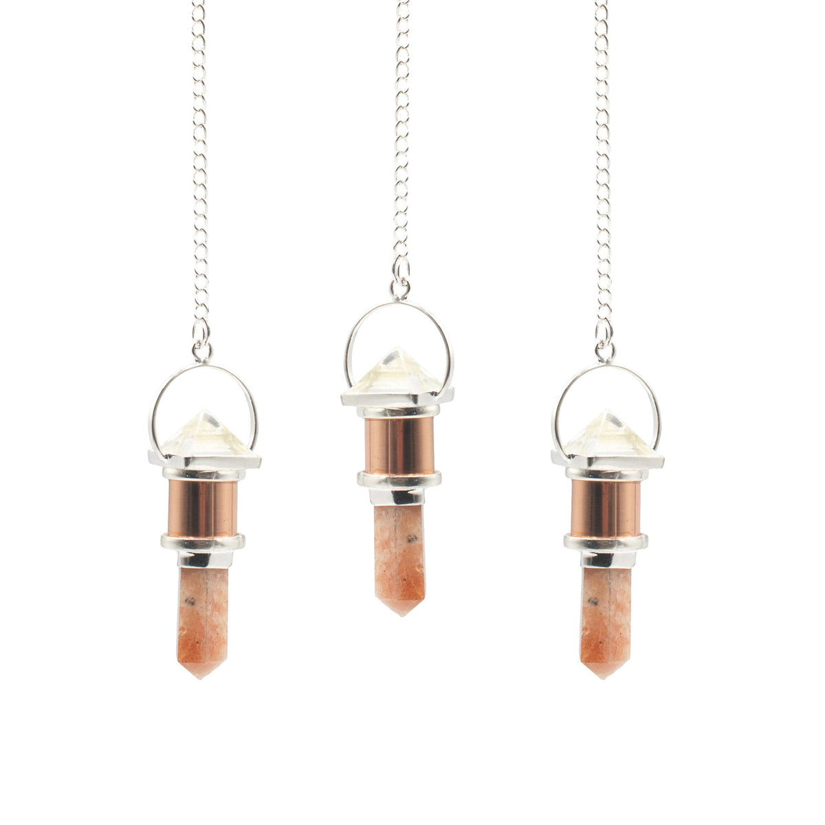 The Moon Chamber - Combo Piece Copper Pendulum - Clear Quartz & Sunstone