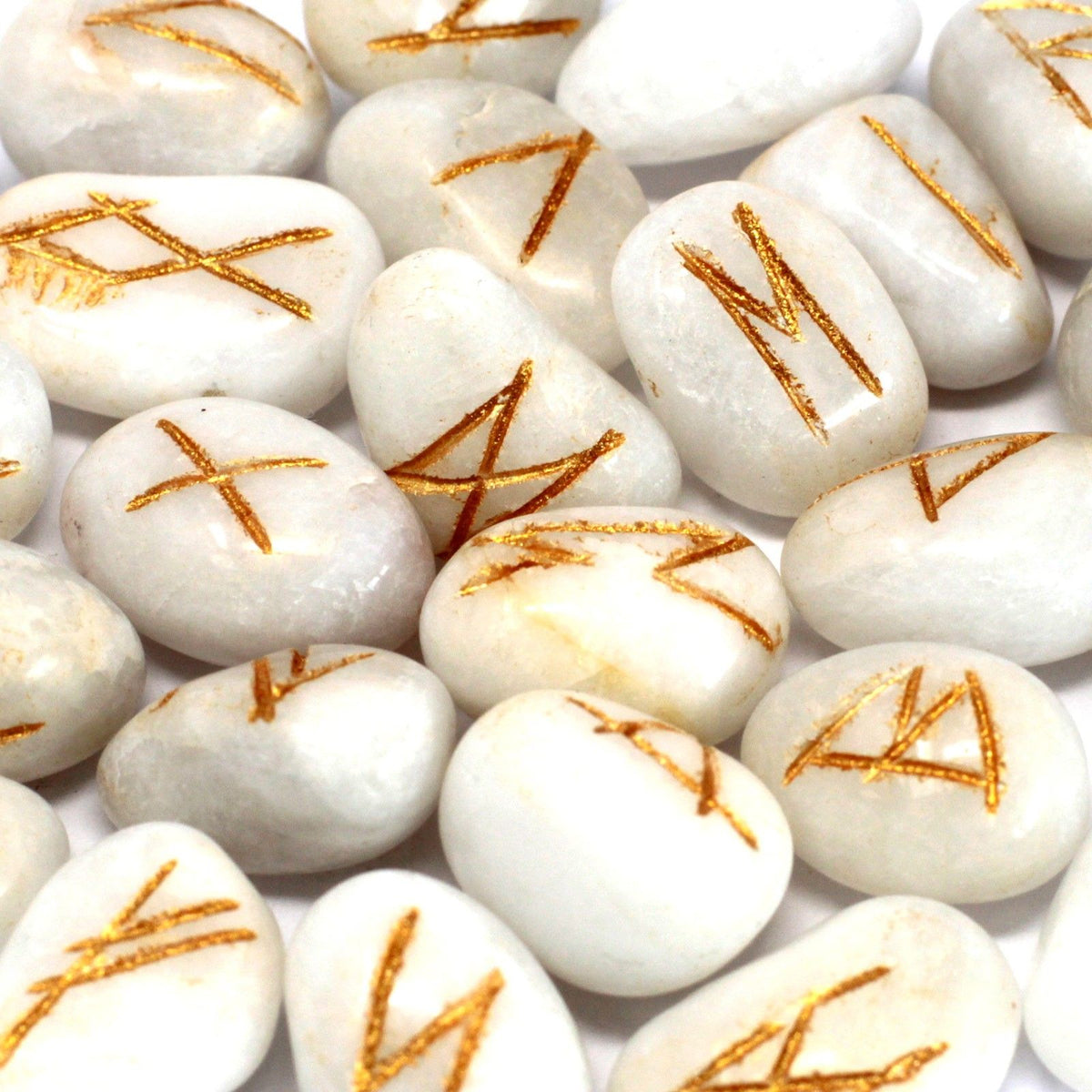 Runes Stone Set in Pouch - White Agate - view 2