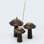 Set of 3 Incense Cone Mushrooms - Mango Wood - view 2