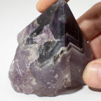 Group of A grade amethyst standing points, polished on top and raw at the sides - view 3