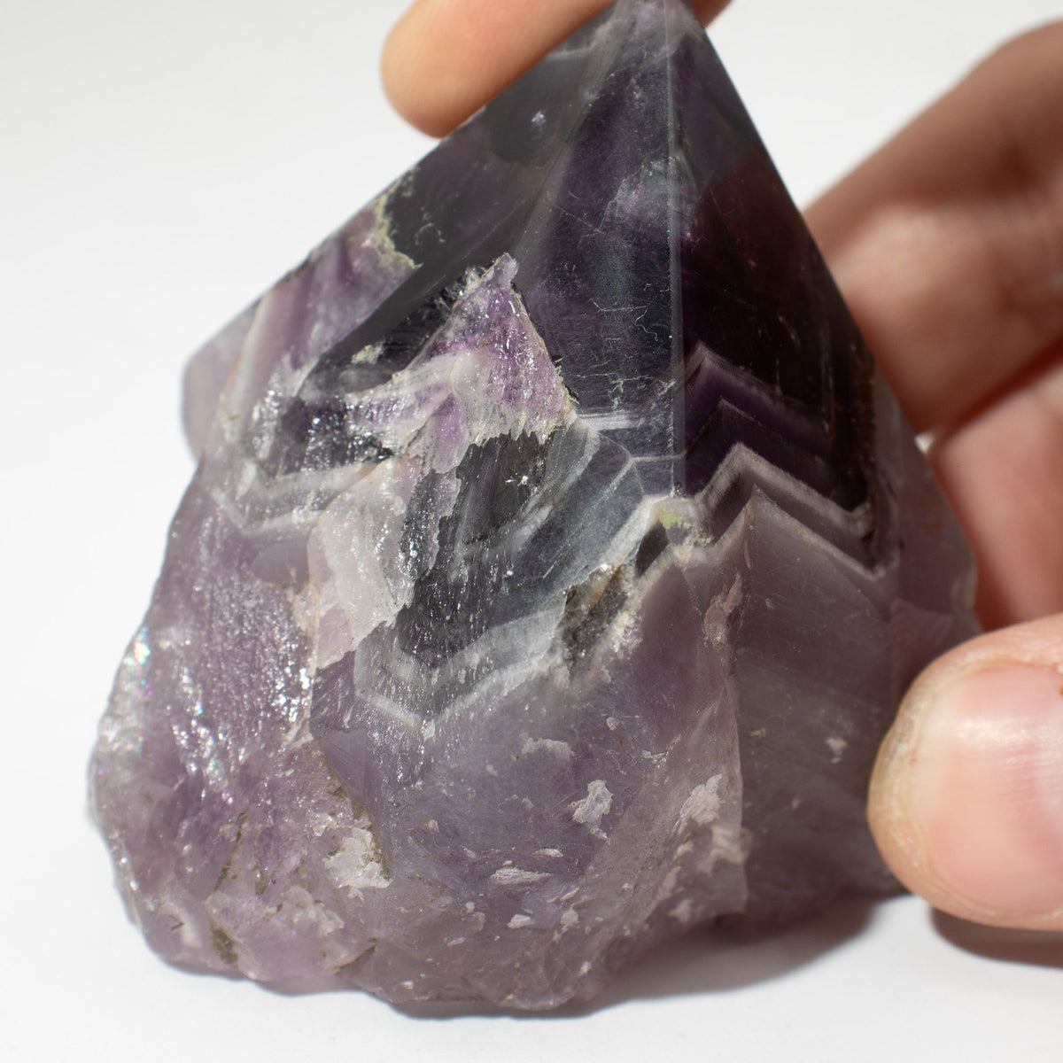 Group of A grade amethyst standing points, polished on top and raw at the sides - view 3