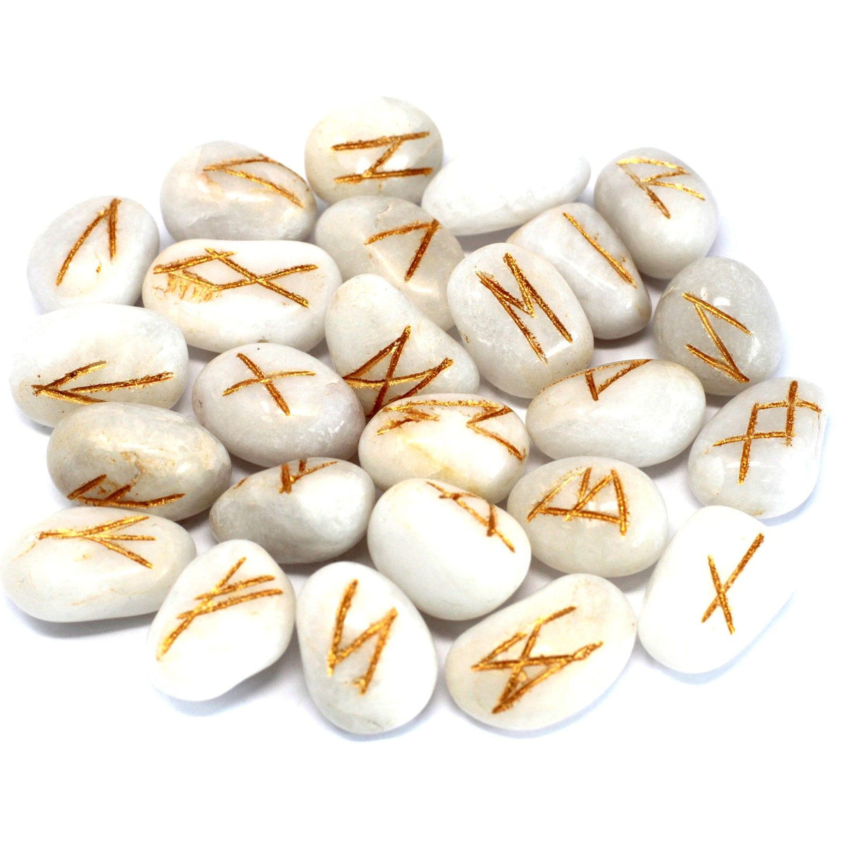 Runes Stone Set in Pouch - White Agate - view 3