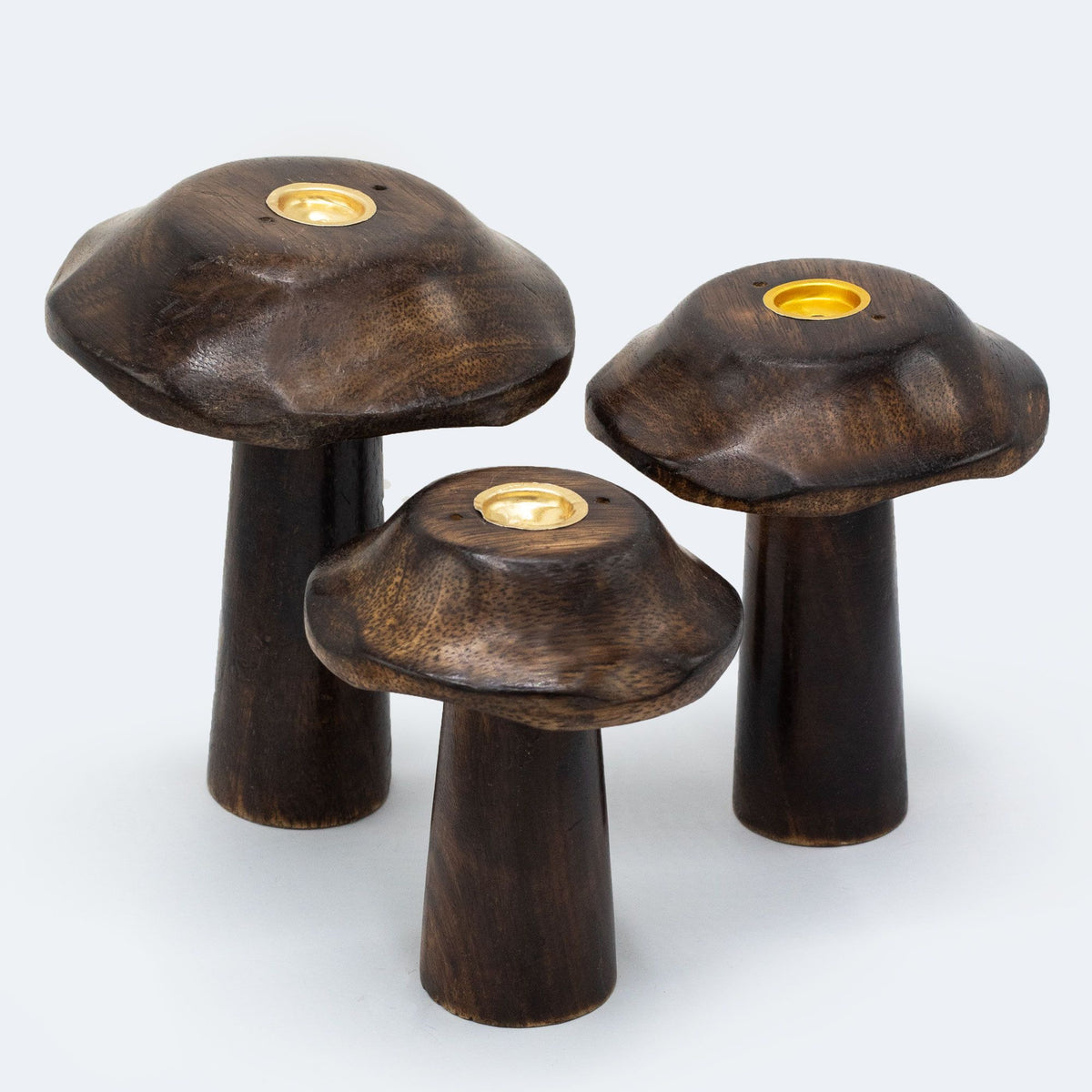 Set of 3 Incense Cone Mushrooms - Mango Wood - view 3