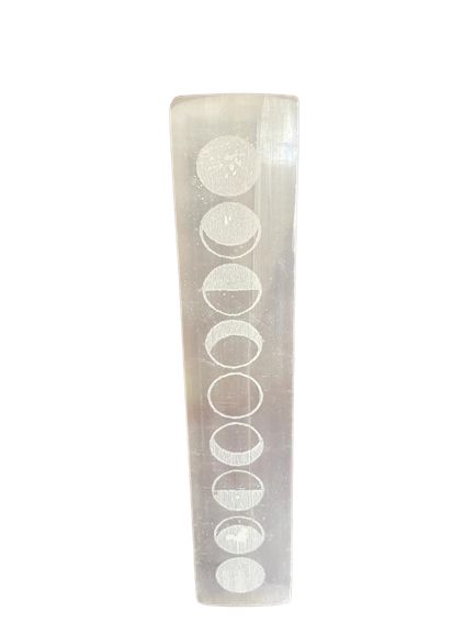 Flat bar selenite charging plate engraved with the phases of the moon - view 2