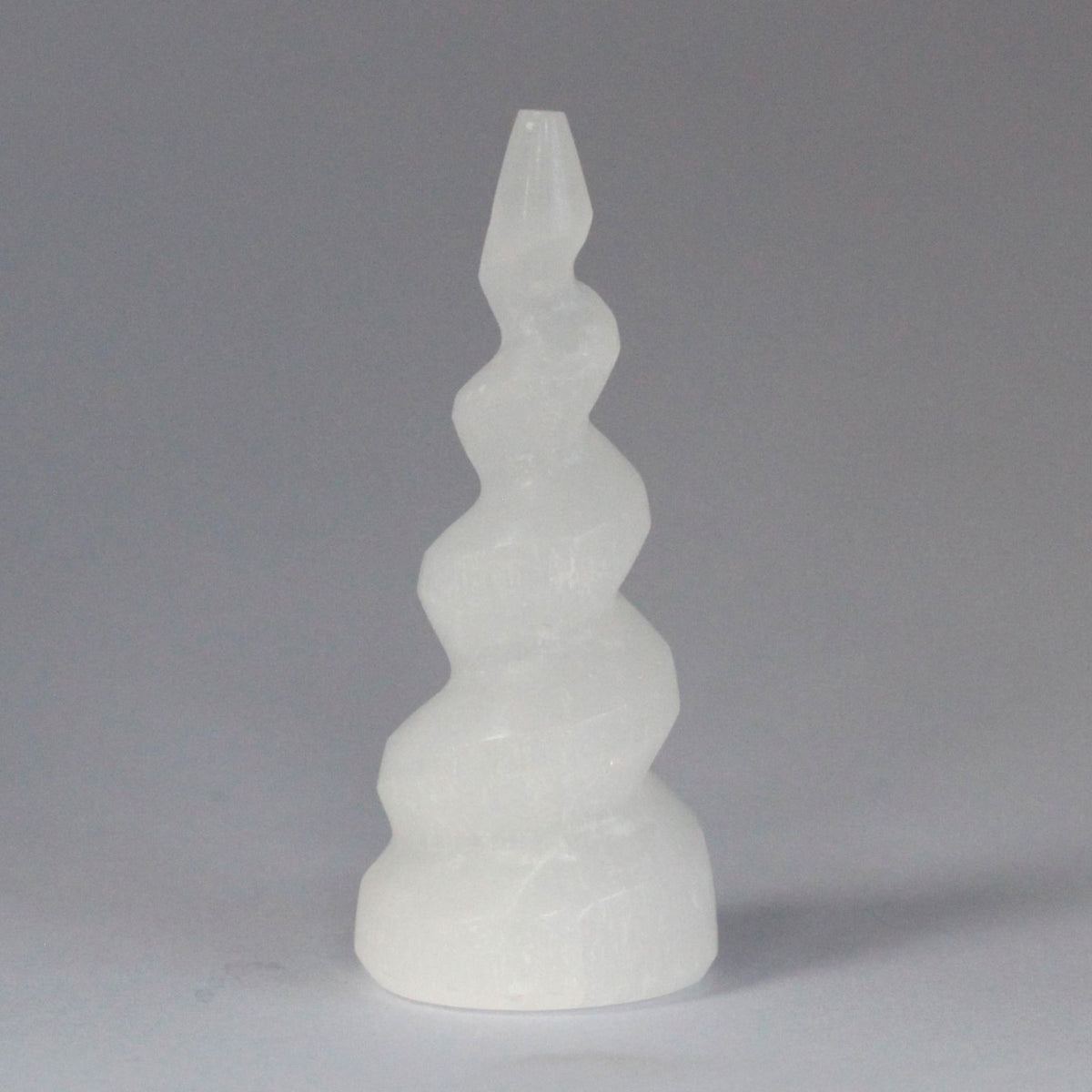 Selenite Spiral Unicorn Horn Tower - Small - view 2