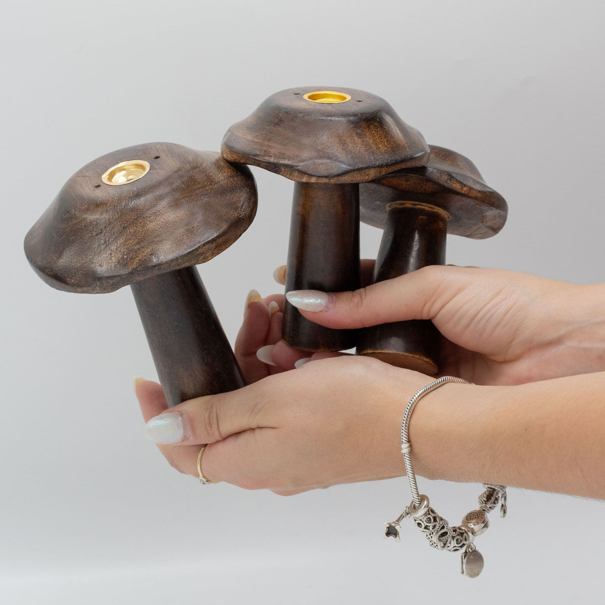 Set of 3 Incense Cone Mushrooms - Mango Wood - view 4