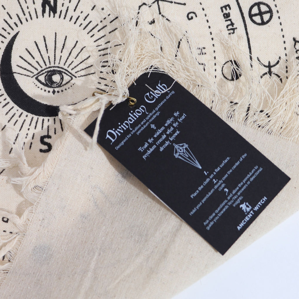 Ancient Witch Pendulum Divination Cloth - All Seeing Eye - Natural & Black - view 2