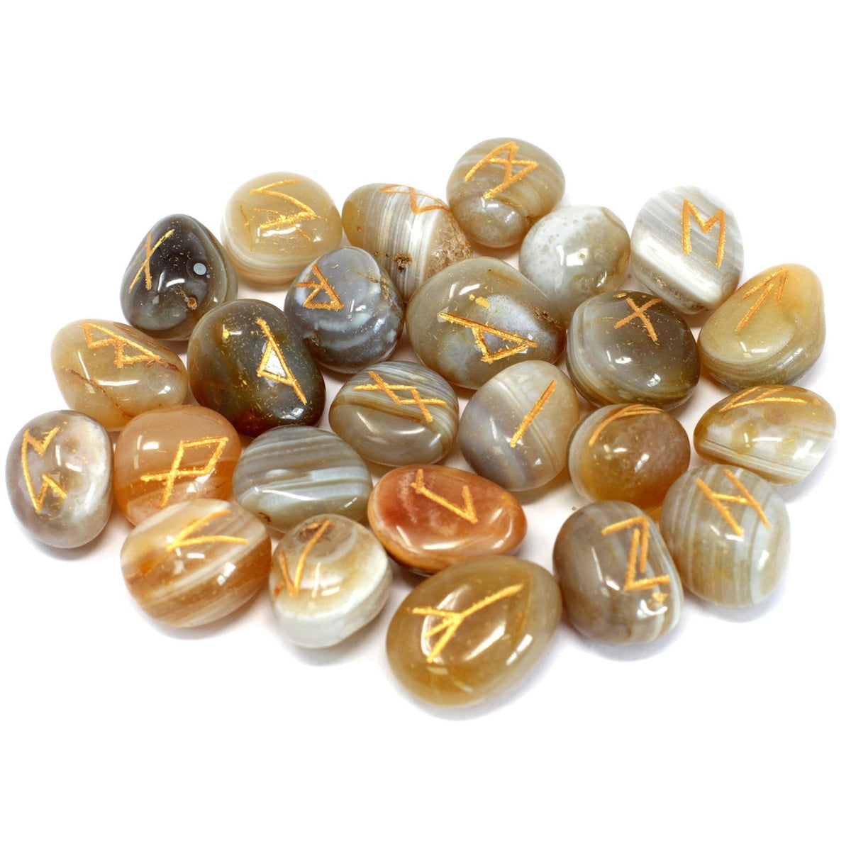 Runes Stone Set in Pouch - Banded Agate - view 2