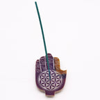 Soapstone Med Hamsa Incense Holder - Flower of Life - view 3