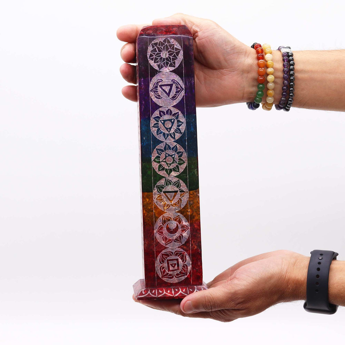 Soapstone Square Tower Incense Holder - 7 Chakras - view 3