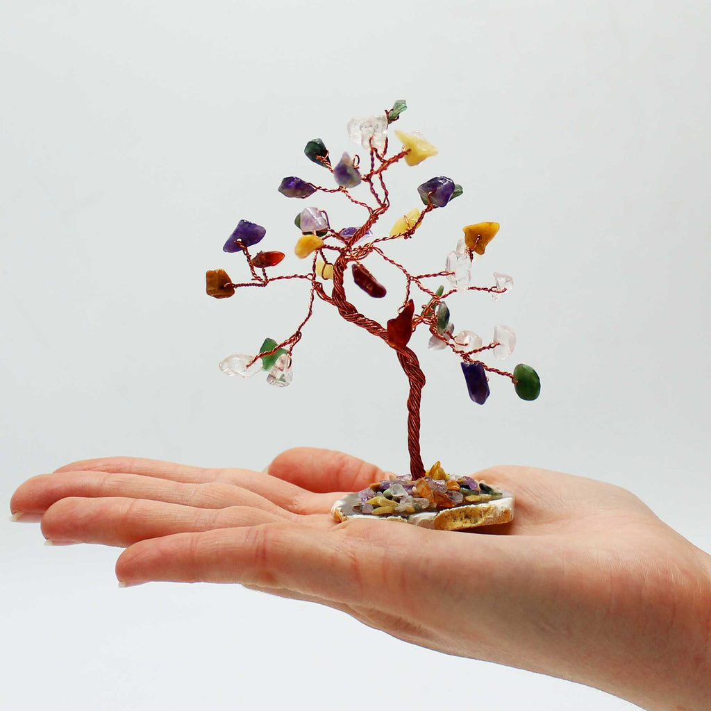 Gemstone Tree - Multi Stones on Natural Agate Base (35 stones) - view 3