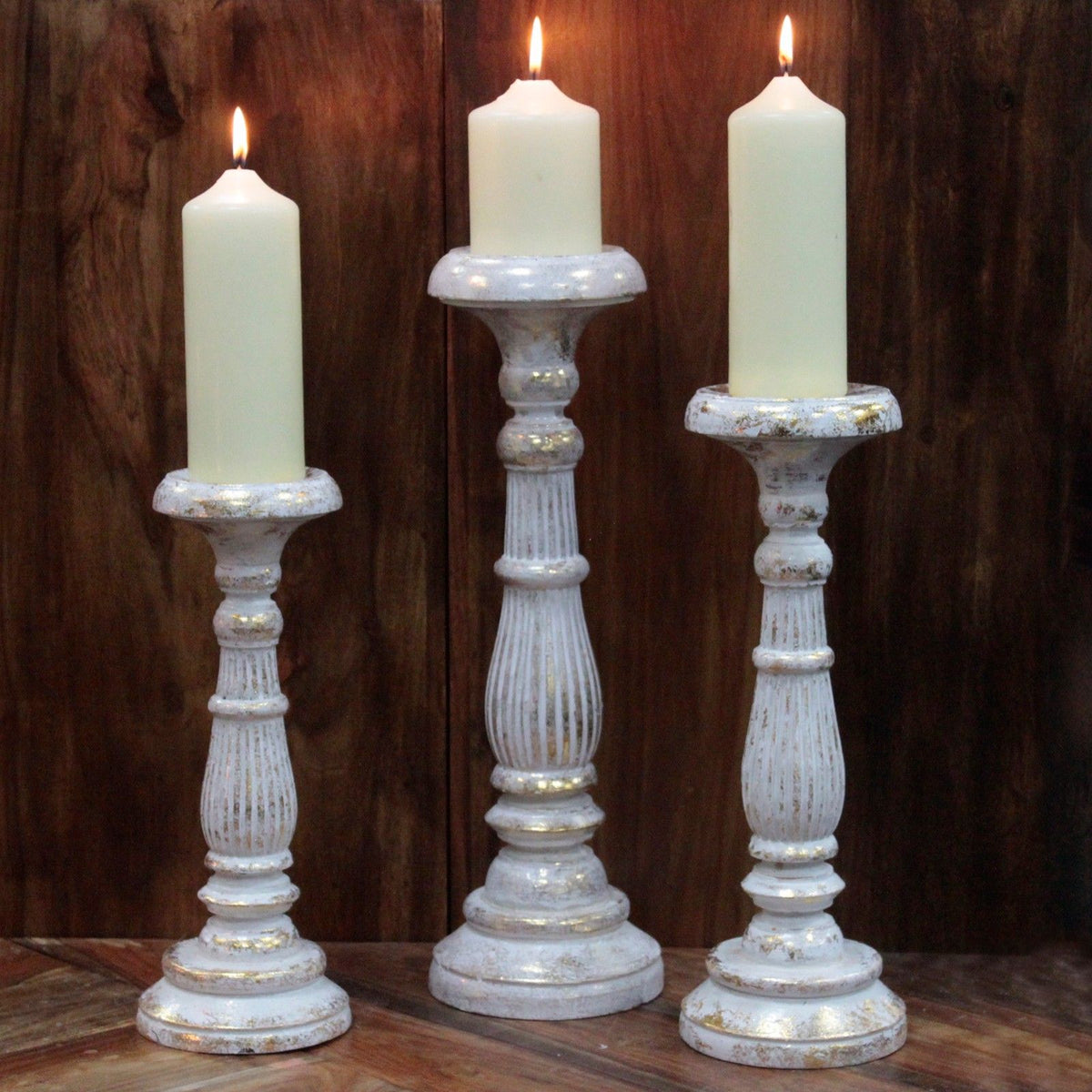 Large Candle Stand - White Gold - view 2