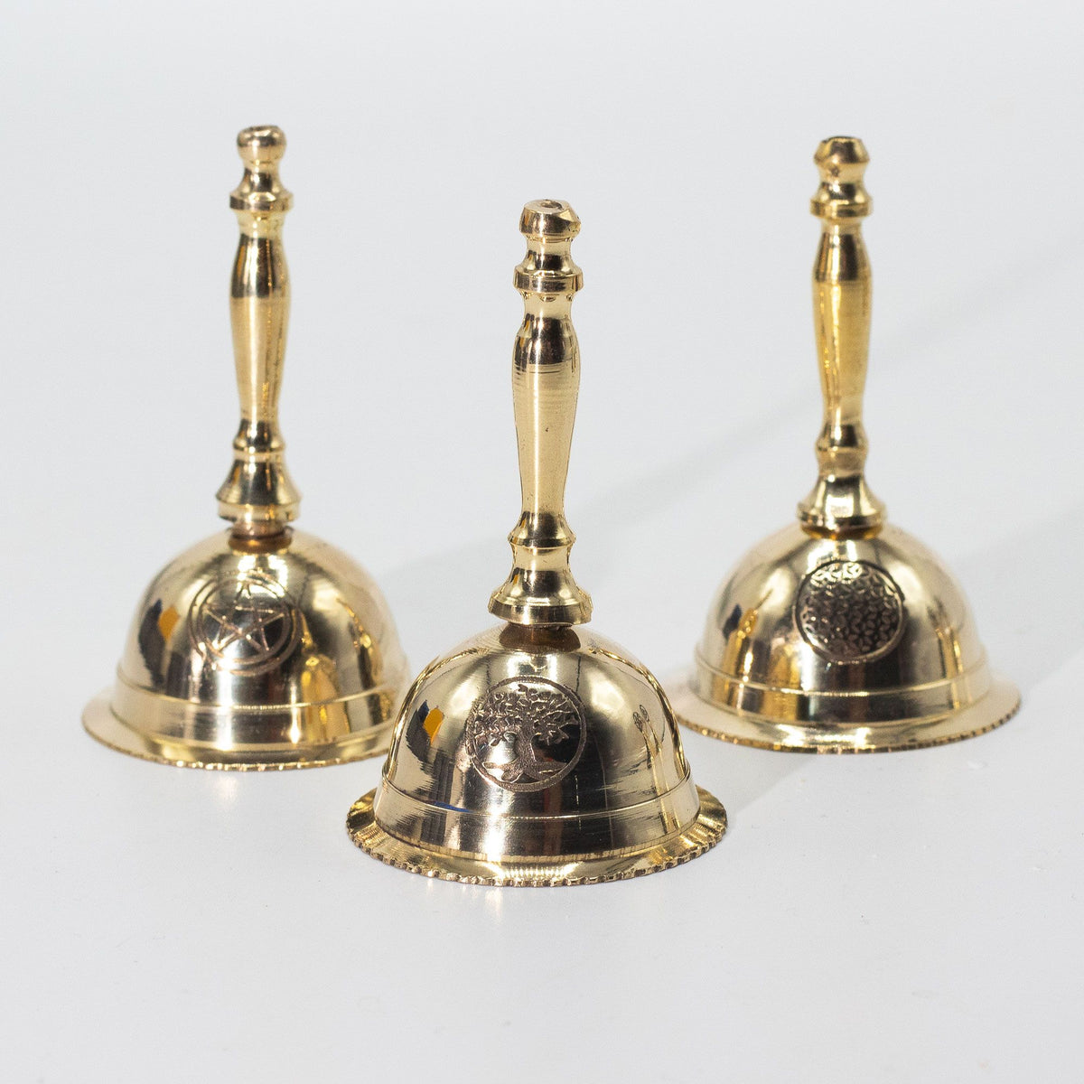 Small Altar Brass Bell - Flower of Life - view 2