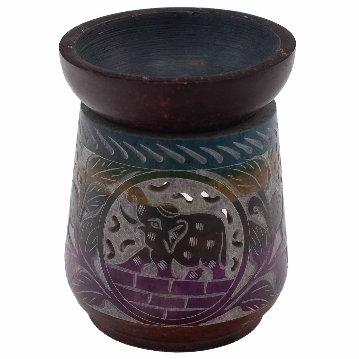 Large Soapstone Oil Burner - Elephant, Five Colours