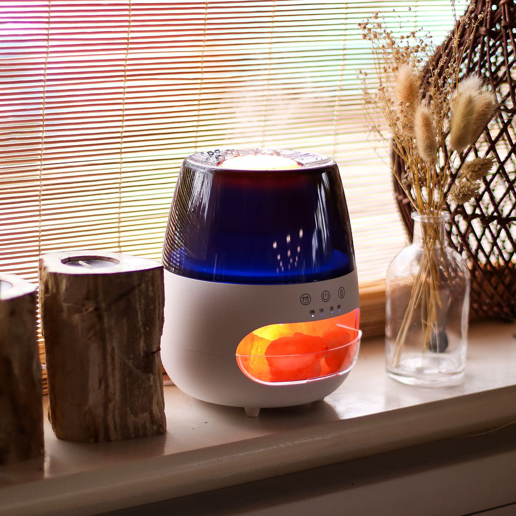Salt stone flame effect aroma diffuser in white - view 8