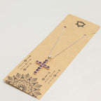 Indian Devotional Pendant - Silver Plated (45cm Chain) - Amethyst-Coloured Crucifix - view 5