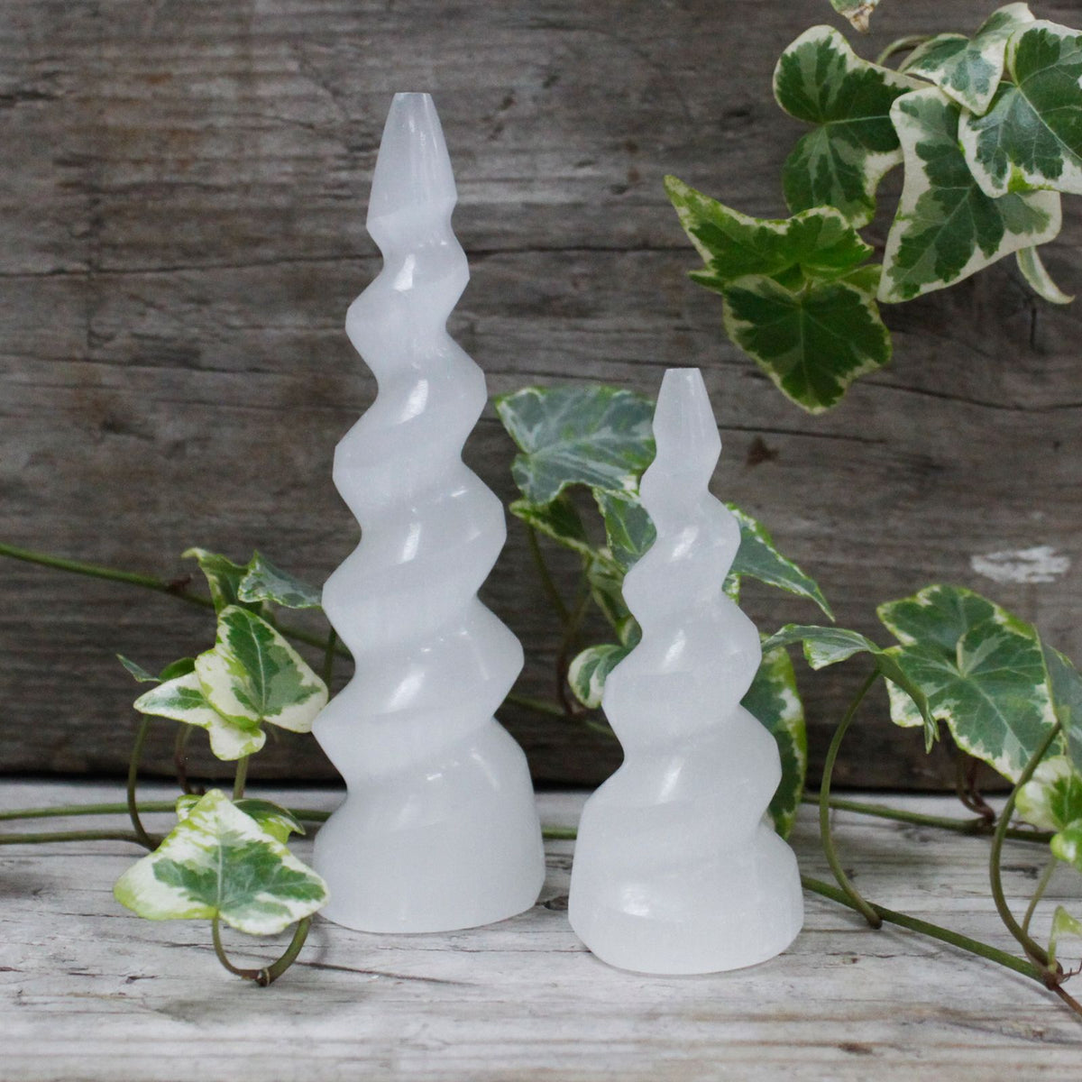 Selenite Spiral Unicorn Horn Tower - Large - view 4