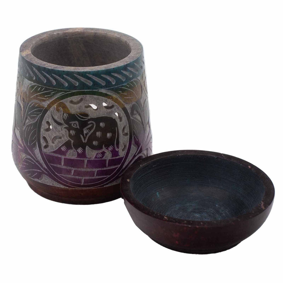 Large Soapstone Oil Burner - Elephant, Five Colours - view 2