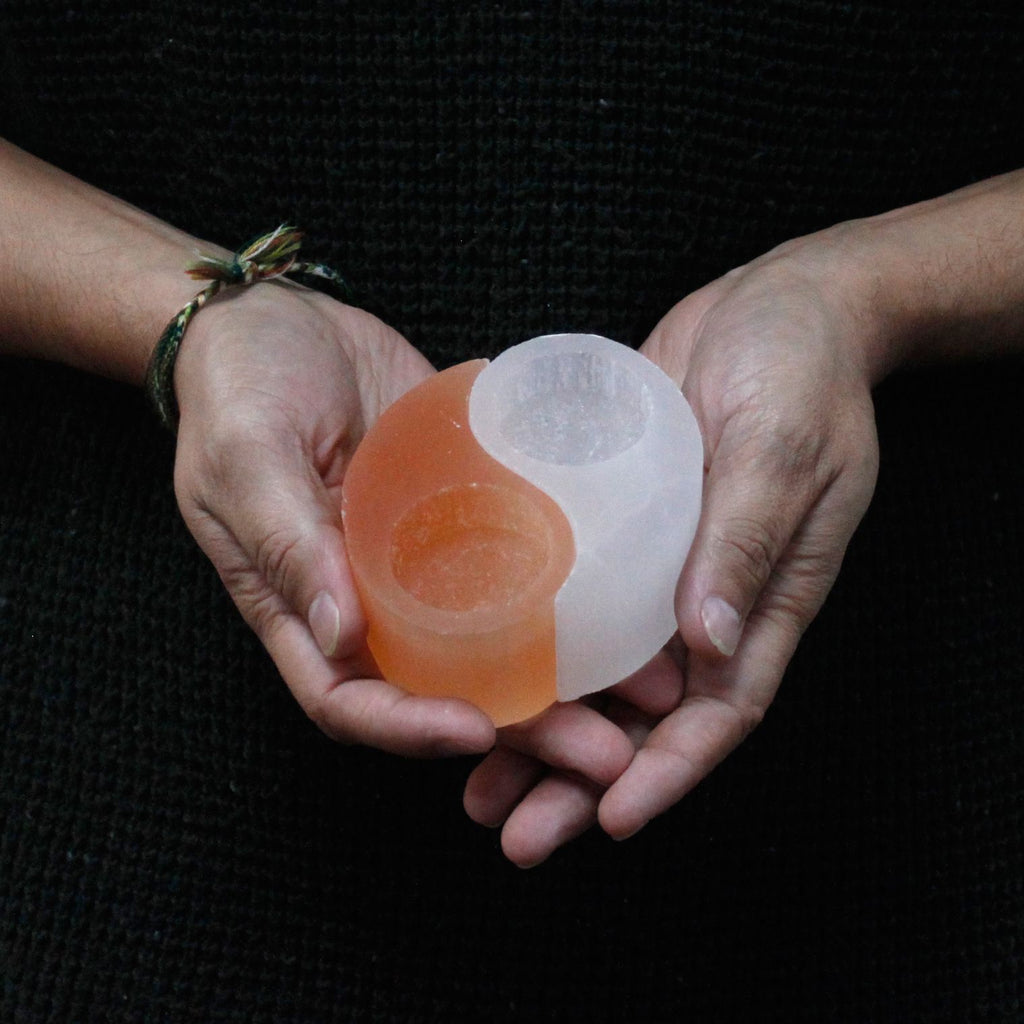 Selenite Yin Yang Candle Holder - view 4