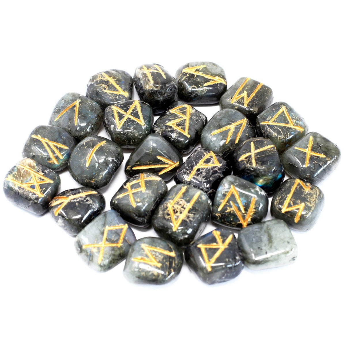 Runes Stone Set in Pouch - Labradorite - view 2