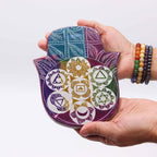 Soapstone Lrg Hamsa Incense Holder - 7 Chakra - view 2