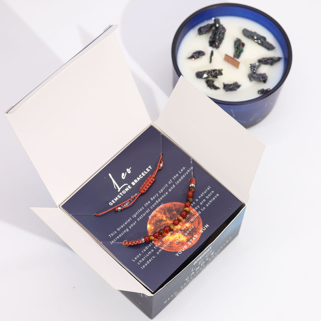 Zodiac Crystal Candle with Gemstone Bracelet - Leo - view 3