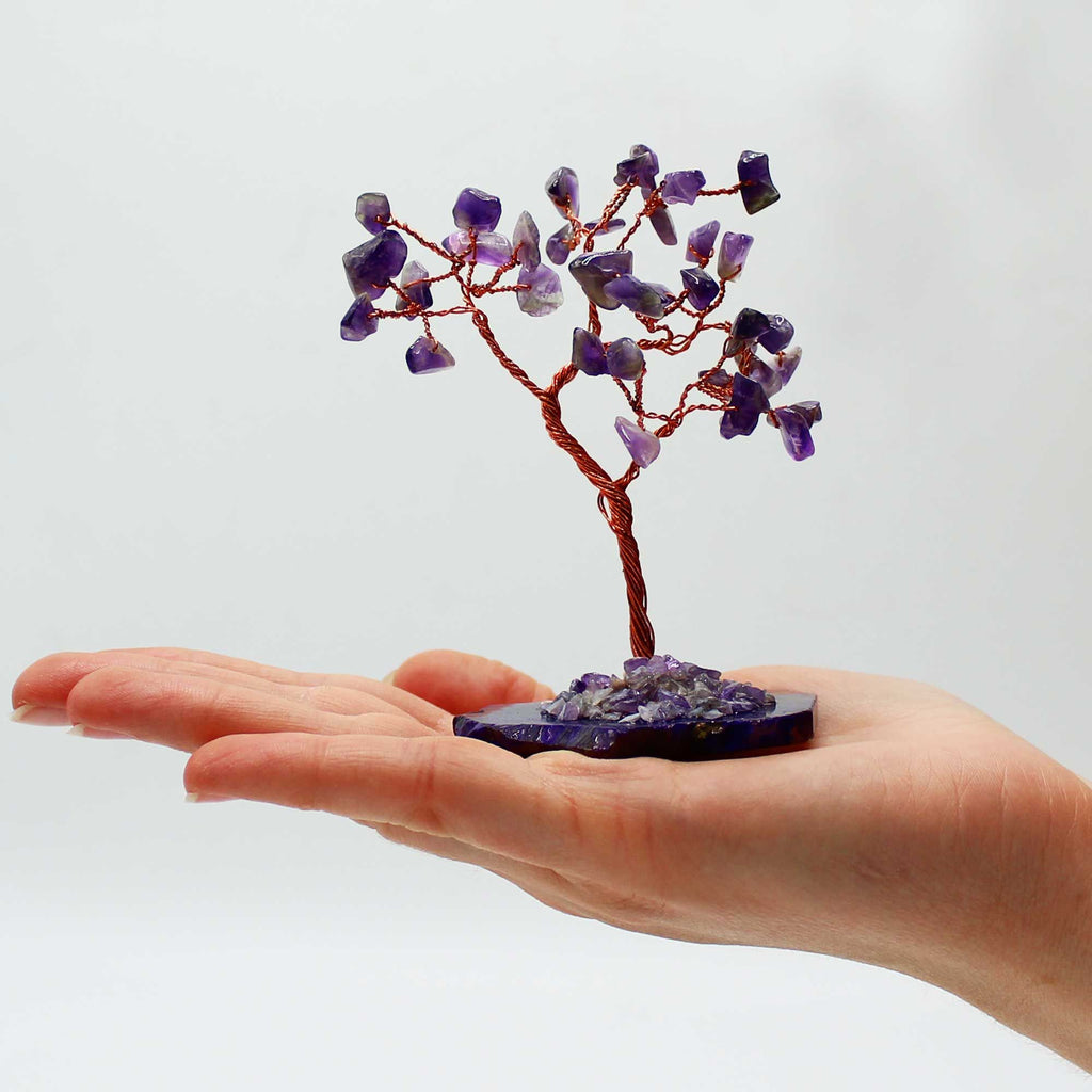 Gemstone Tree - Amethyst on Natural Agate Base (35 stones) - view 4
