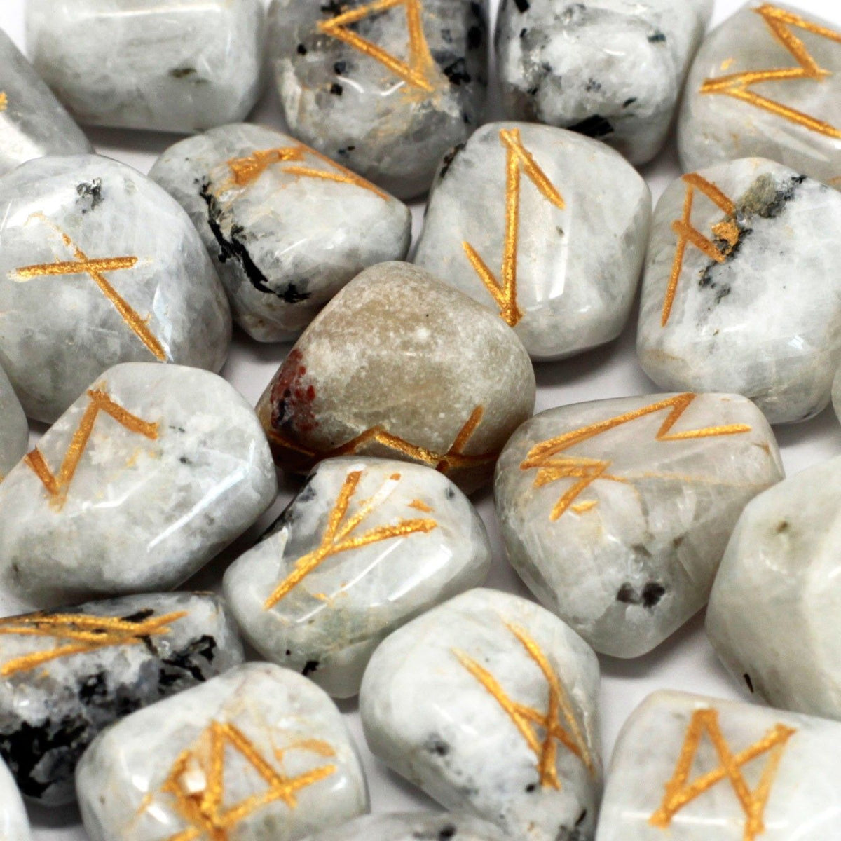 Runes Stone Set in Pouch - Rainbow Moonstone - view 3