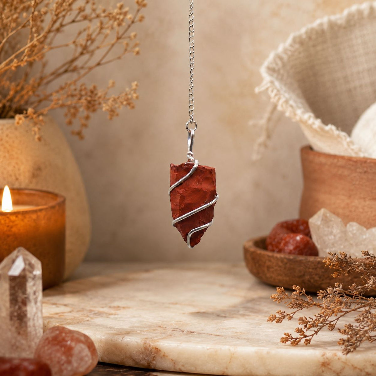 Raw Gemstone Pendulum - Red Jasper - view 3