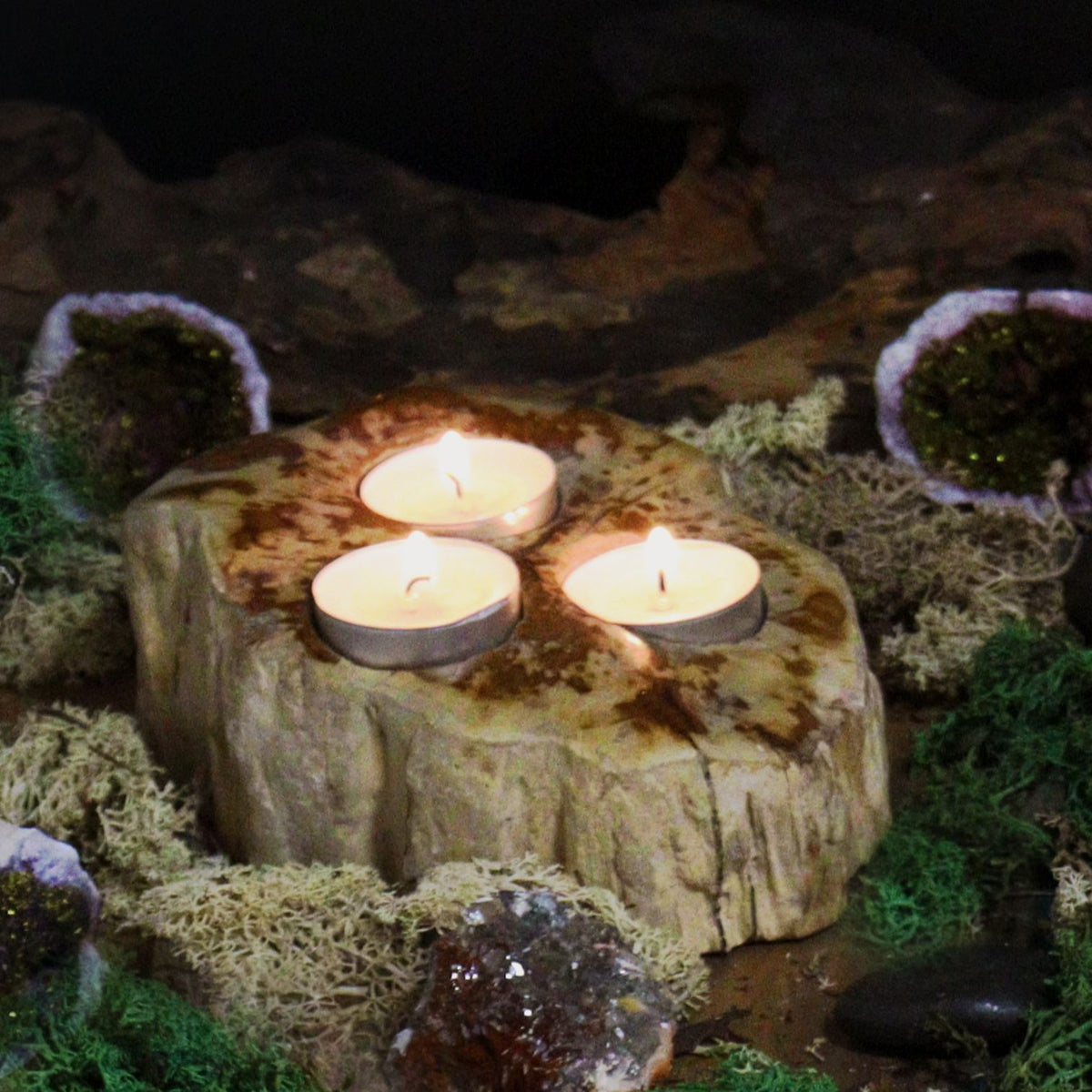 Double petrified wood tealight holder - view 6