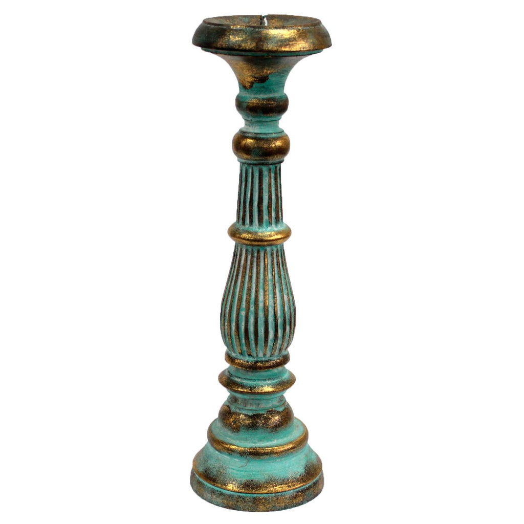 Large Candle Stand - Turquoise Gold