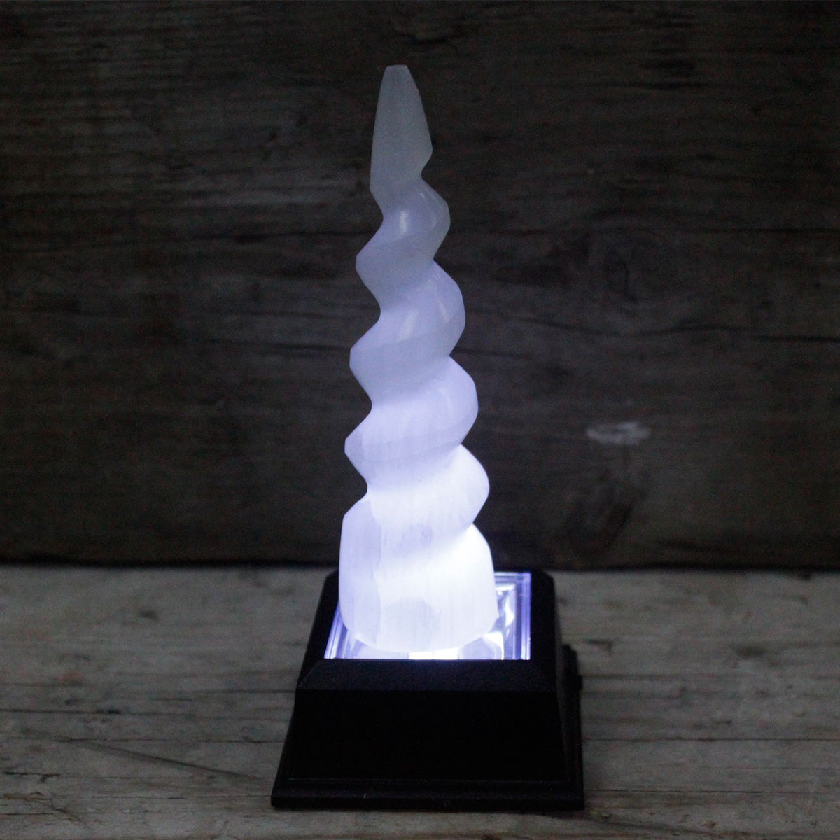 Selenite Spiral Unicorn Horn Tower - Large - view 3