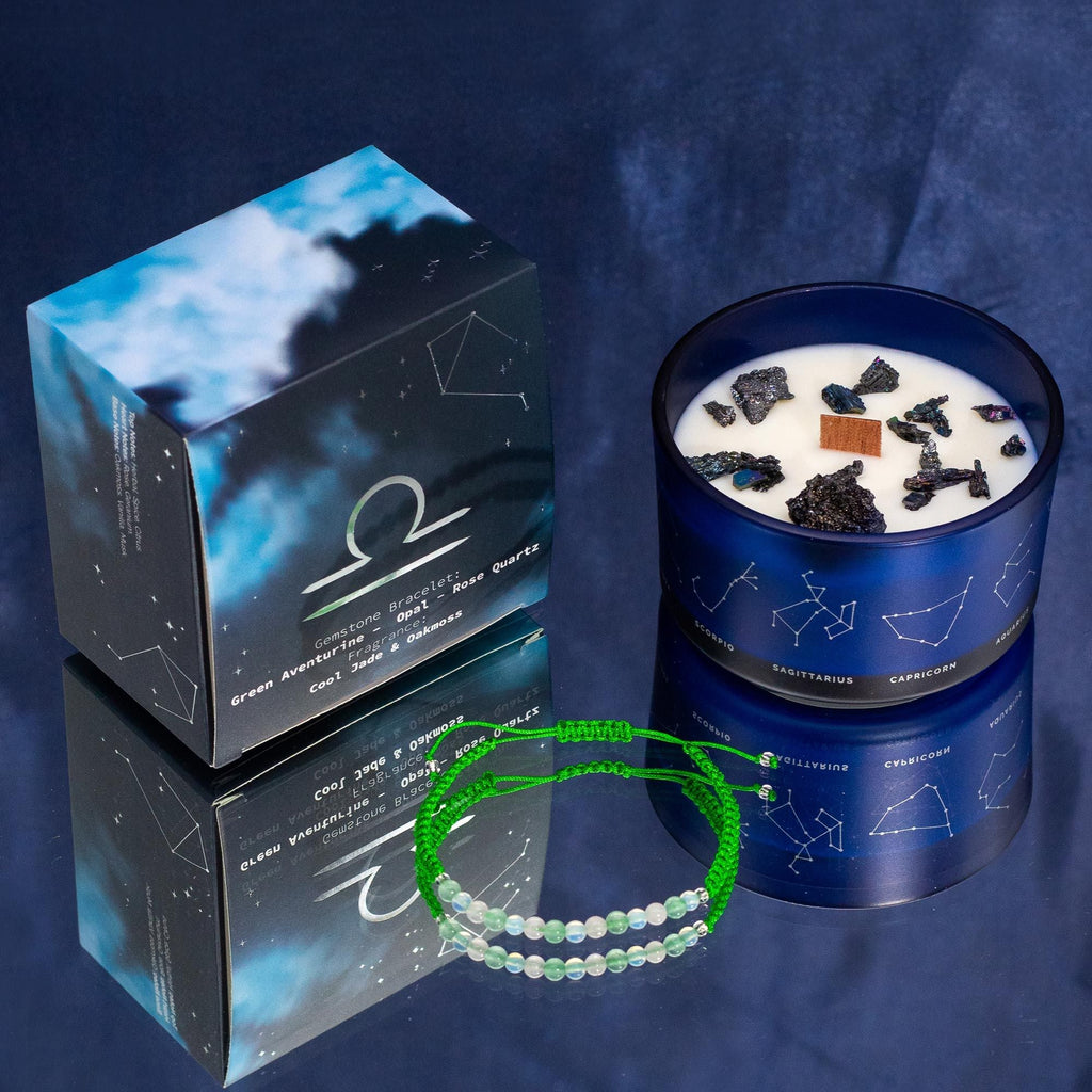 Zodiac Crystal Candle with Gemstone Bracelet - Libra - view 2