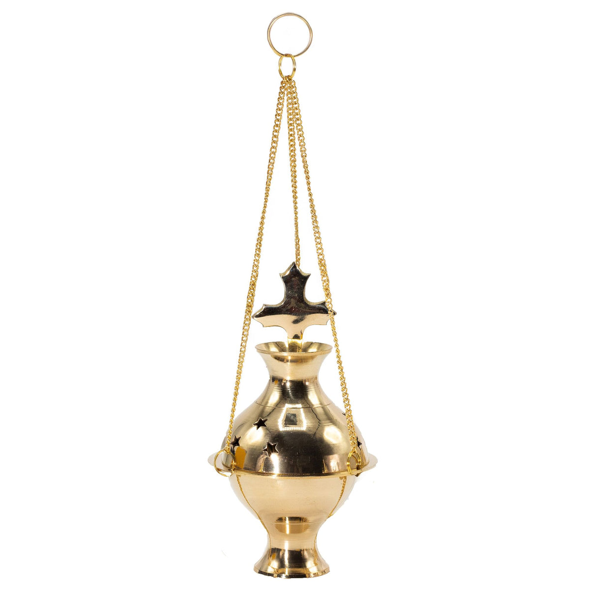 Hanging Brass Incense Burner - Cross