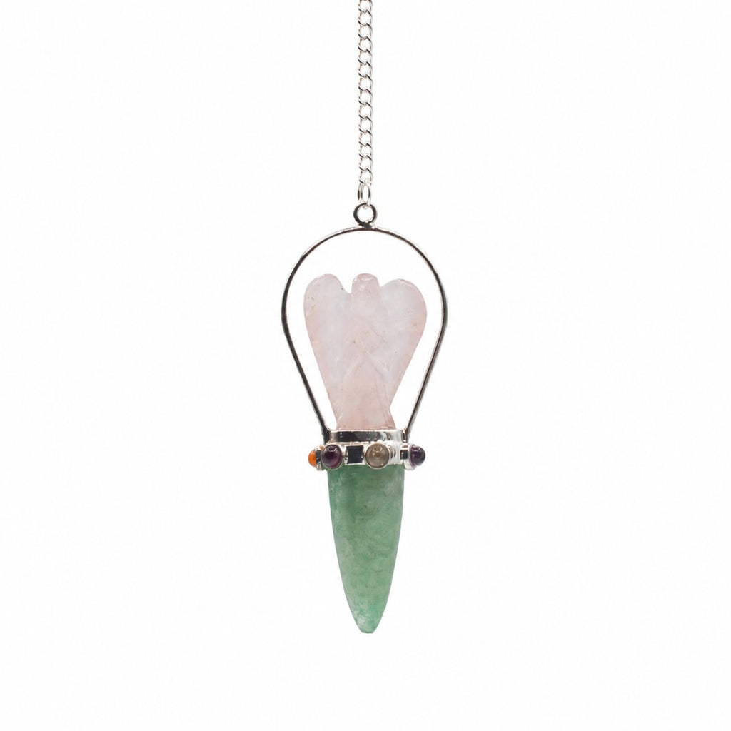 The Heart Oracle - Two Piece Angel Pendulum - Chakra Band - Rose Quartz & Green Aventurine - view 2