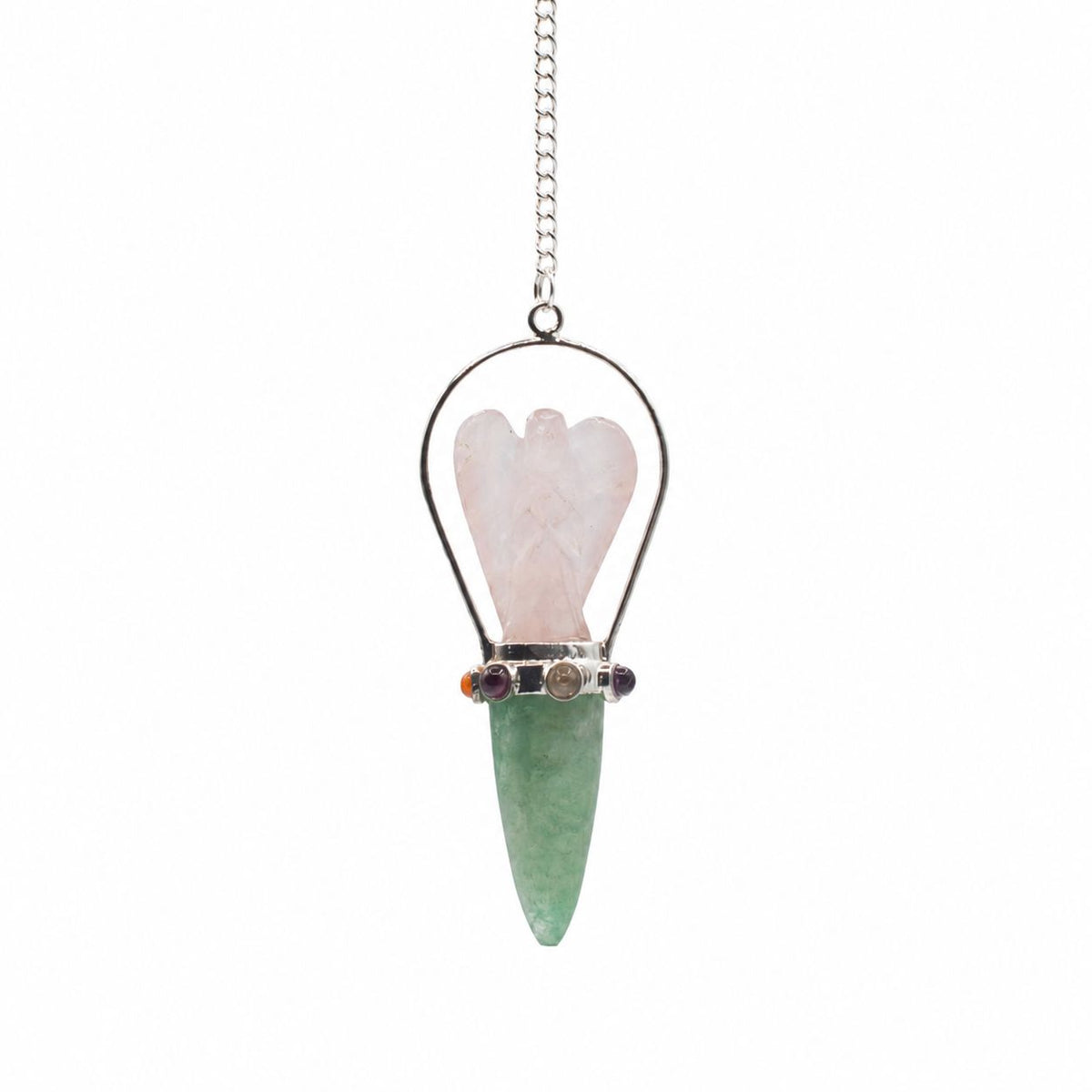 The Heart Oracle - Two Piece Angel Pendulum - Chakra Band - Rose Quartz & Green Aventurine - view 2