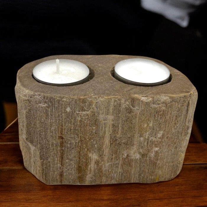 Double petrified wood tealight holder - view 7