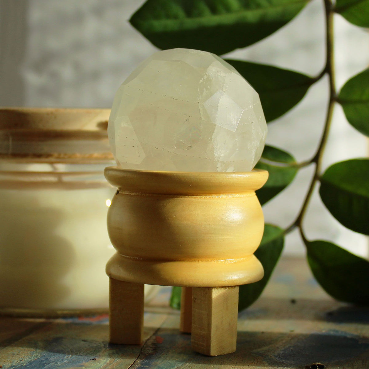 Gemstone Faceted Healing Ball & Stand - Rock Quartz - view 3