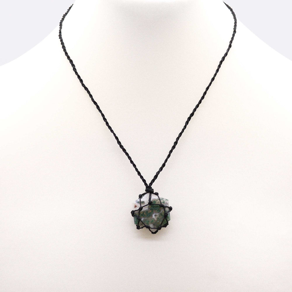 Laced Gemstone Hexagon Pendant - Moss Agate - view 3