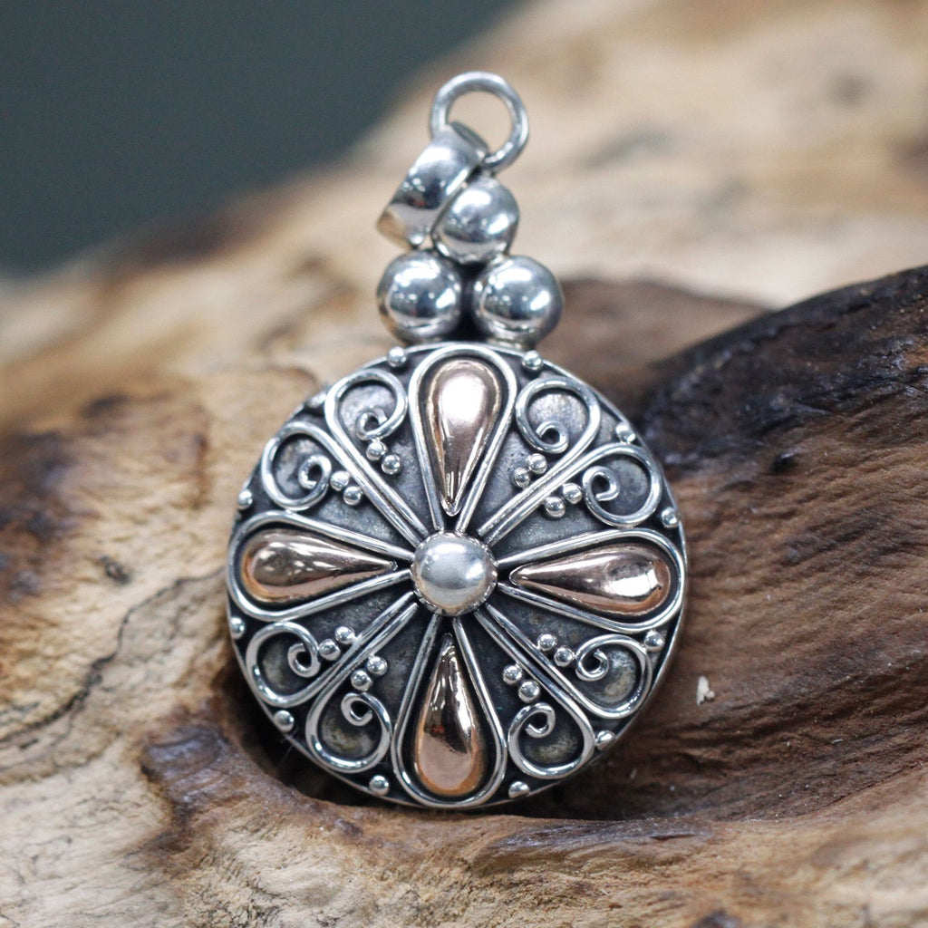Silver & Gold Pendant - Classic Round - view 2