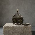 Brass Tibetan hanging censer with the Eight Auspicious Symbols