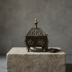 Brass Tibetan hanging censer with the Eight Auspicious Symbols