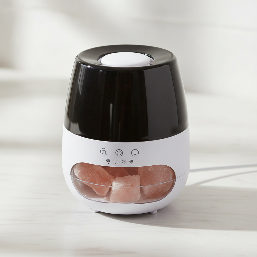 Salt stone flame effect aroma diffuser in white