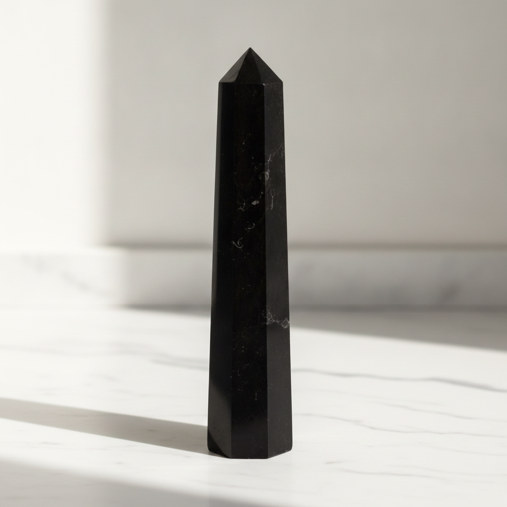 Gemstone Six Face Obelisk Point - Black Tourmaline
