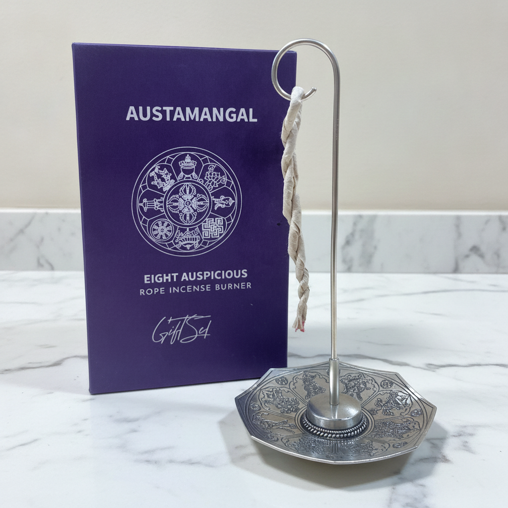 Rope Incense and Silver Plated Holder Set - Astamangal