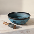 Large Aluminium Singing Bowl - Tibetan Double Dorje - Blue