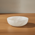 Round selenite bowl, polished inside with a raw white outer wall